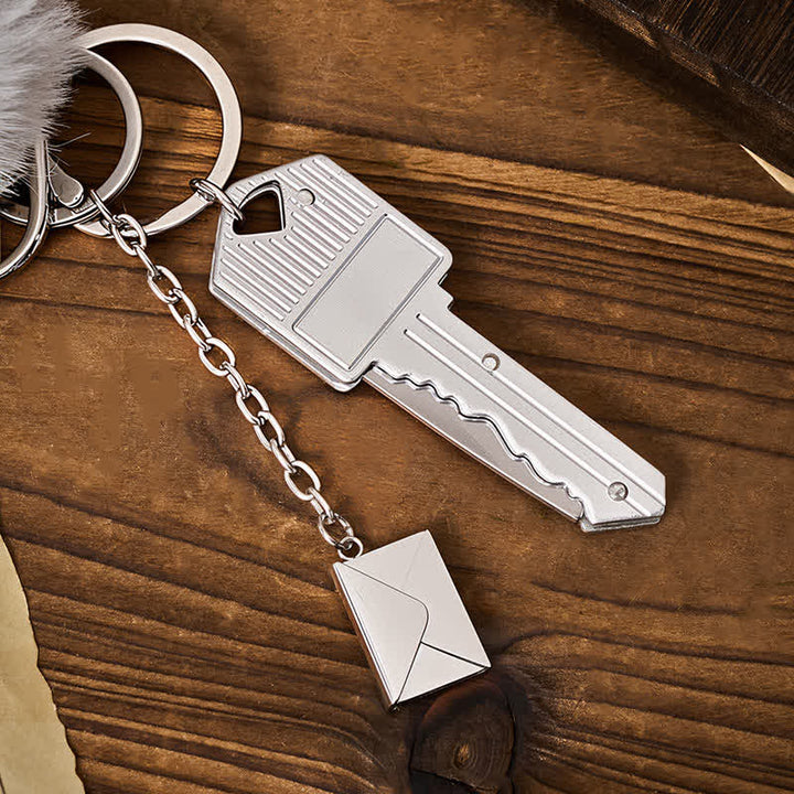 Key-Shaped Pocket Knife Customizable Envelope Keychain - image 3