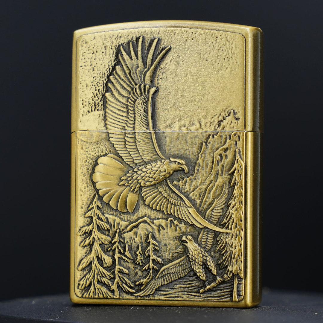 Brass Retro Eagle Relief Butane Lighter - Brass - image 0