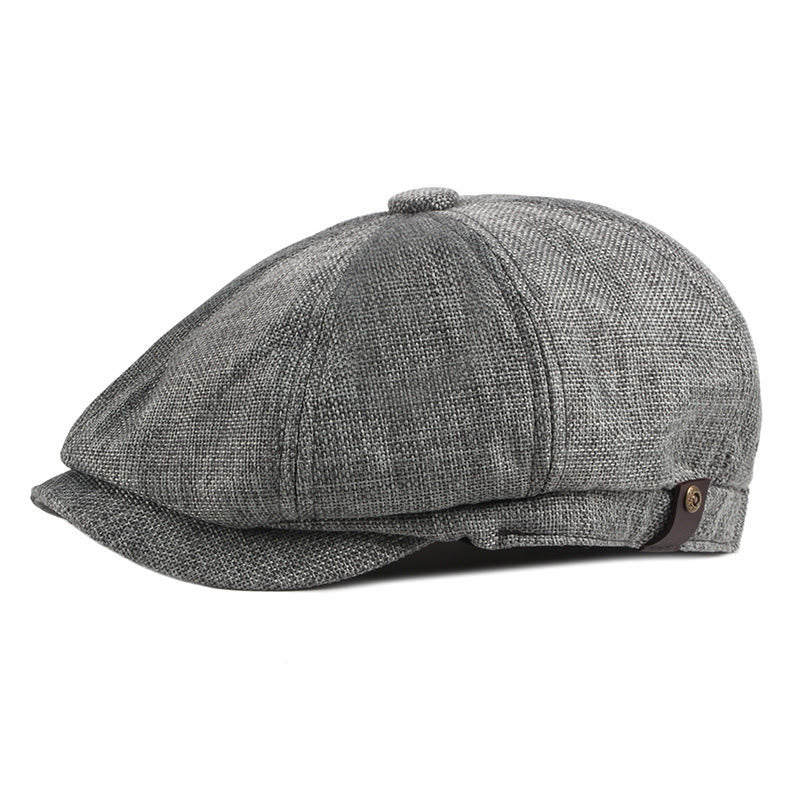 Solid Color Retro British Style Summer Beret Hat - Dark Grey - Adjustable (22"-24") - image 0