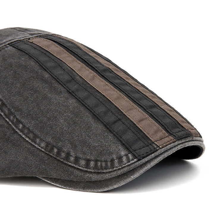 Summer Vintage Washed Striped Patchwork Beret Hat - image 2