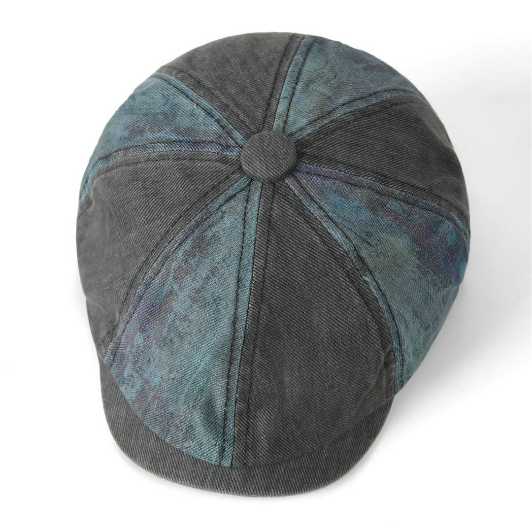 Tie-Dye Patchwork Distressed Vintage Artist Beret Hat - image 2