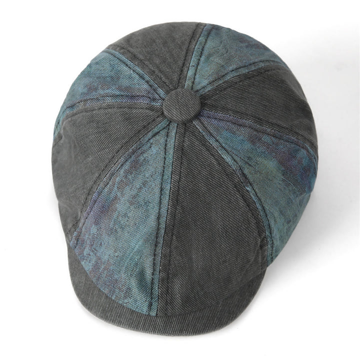 Tie-Dye Patchwork Distressed Vintage Artist Beret Hat - image 2