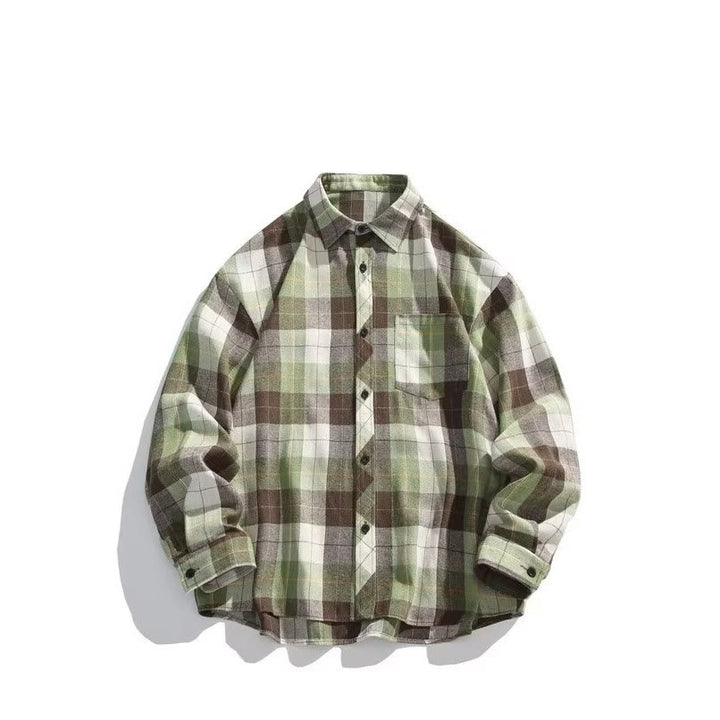 Men's Retro Checkered Western Cowboy Long Sleeved Shirt - Green - 3XL - image 5