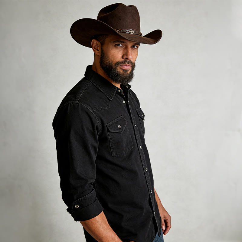 Men's Classic Washed Double Pocket Denim Workwear Shirt - image 1