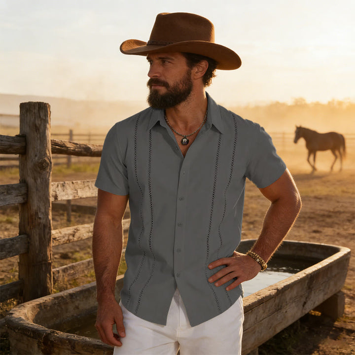 Men's Summer Casual 3D Printed Short Sleeved Shirt - Grey - 6XL - image 6