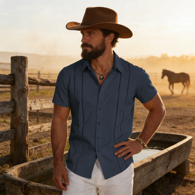 Men's Summer Casual 3D Printed Short Sleeved Shirt - Navy Blue - 6XL - image 10