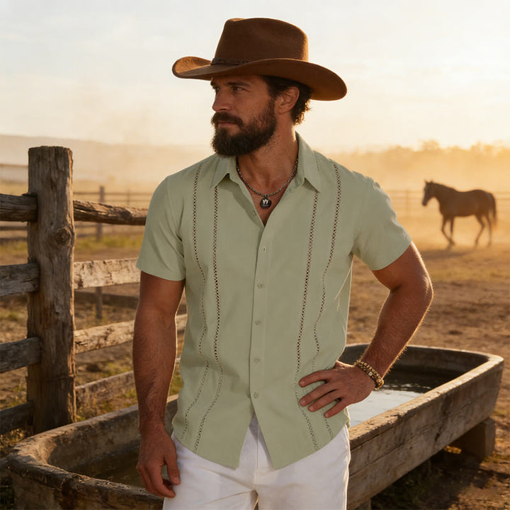 Men's Summer Casual 3D Printed Short Sleeved Shirt - Green - 6XL - image 8