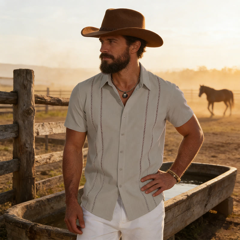 Men's Summer Casual 3D Printed Short Sleeved Shirt - Light Gray - 6XL - image 14
