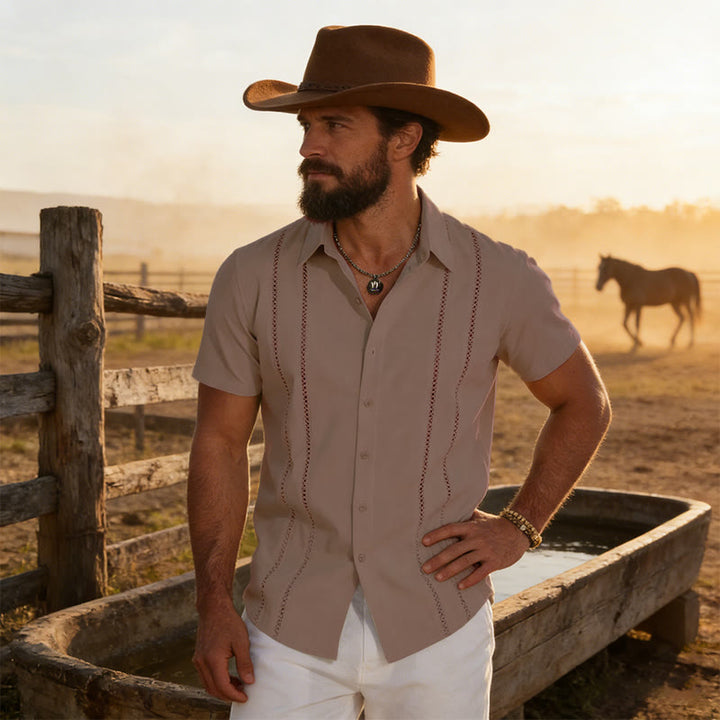 Men's Summer Casual 3D Printed Short Sleeved Shirt - Coffee - 6XL - image 4