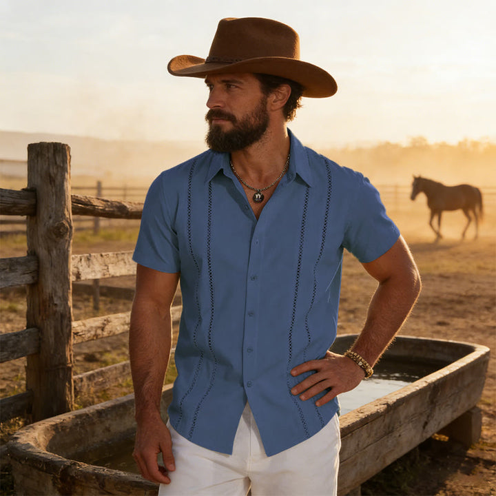 Men's Summer Casual 3D Printed Short Sleeved Shirt - Blue - 6XL - image 11