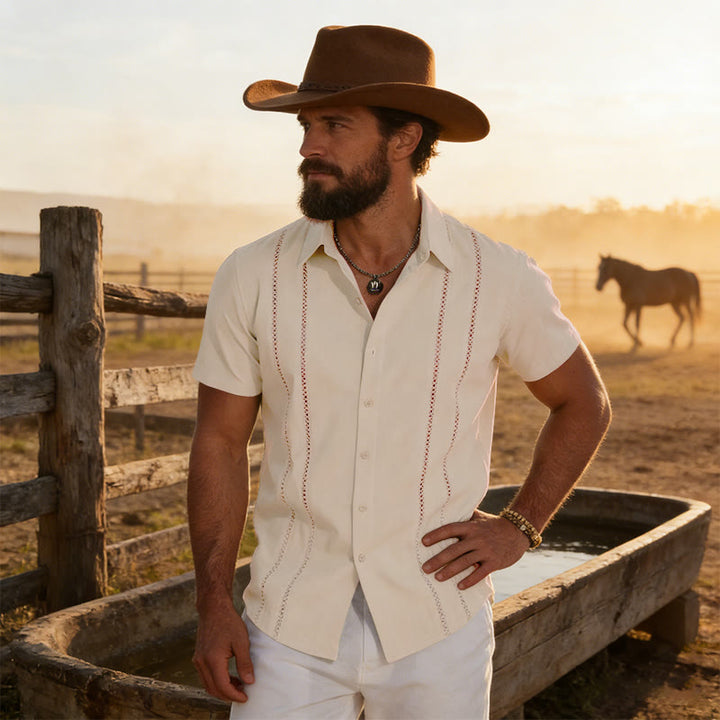 Men's Summer Casual 3D Printed Short Sleeved Shirt - Apricot - 6XL - image 13
