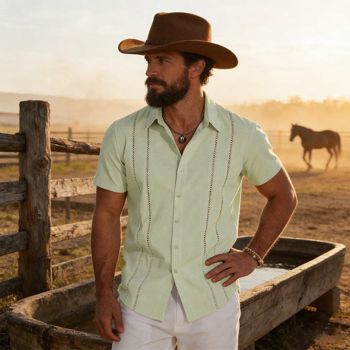 Men's Summer Casual 3D Printed Short Sleeved Shirt - Light Green - 6XL - image 7