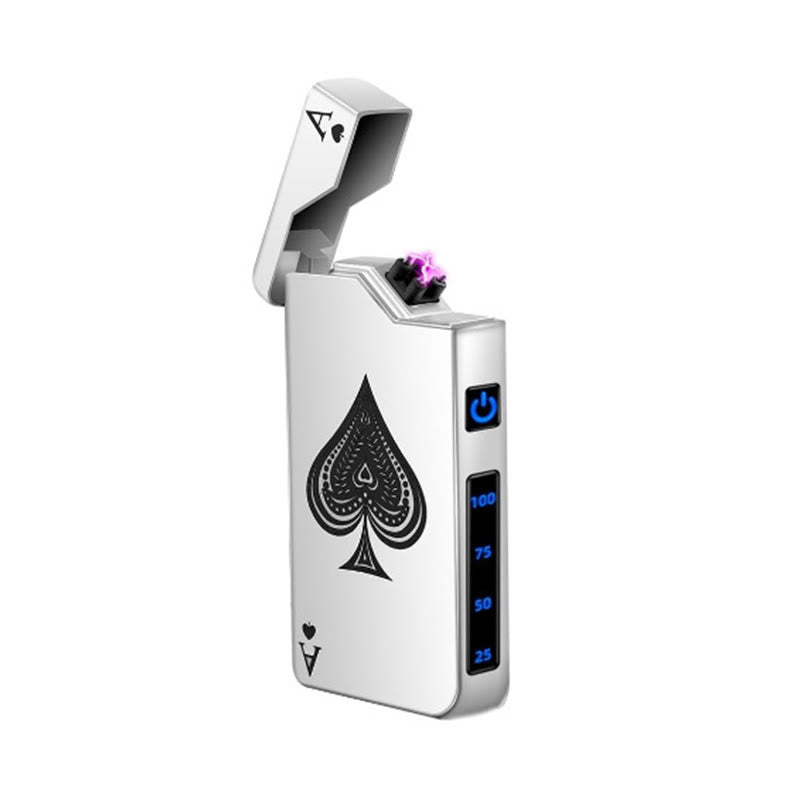 Metal Double Arc LED Power Display Charging Lighter - Silver - image 0