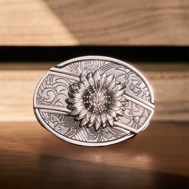 Men's DIY Sunflower Hidden Folding Knife Leather Belt - Sunflower - Without Belt - Not Included Belt - image 0