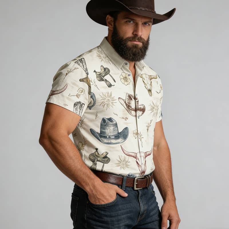 Men's Western Spirit Ranch & Wild West Sketch Print Shirt - image 3