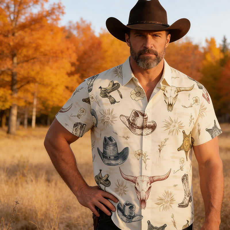 Men's Western Spirit Ranch & Wild West Sketch Print Shirt - image 4