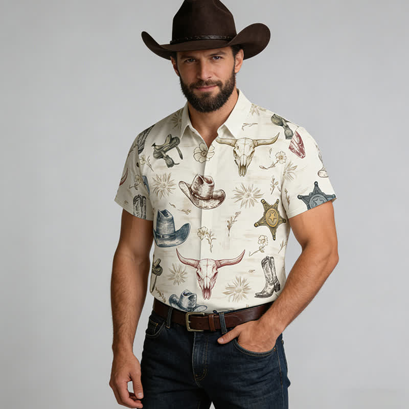 Men's Western Spirit Ranch & Wild West Sketch Print Shirt - image 1