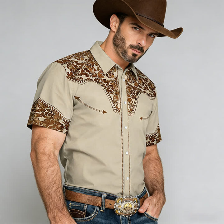 Men's Versatile Western Style Floral 3D Print Western Shirt - image 1