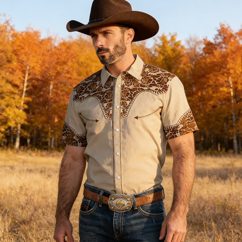 Men's Versatile Western Style Floral 3D Print Western Shirt - image 4
