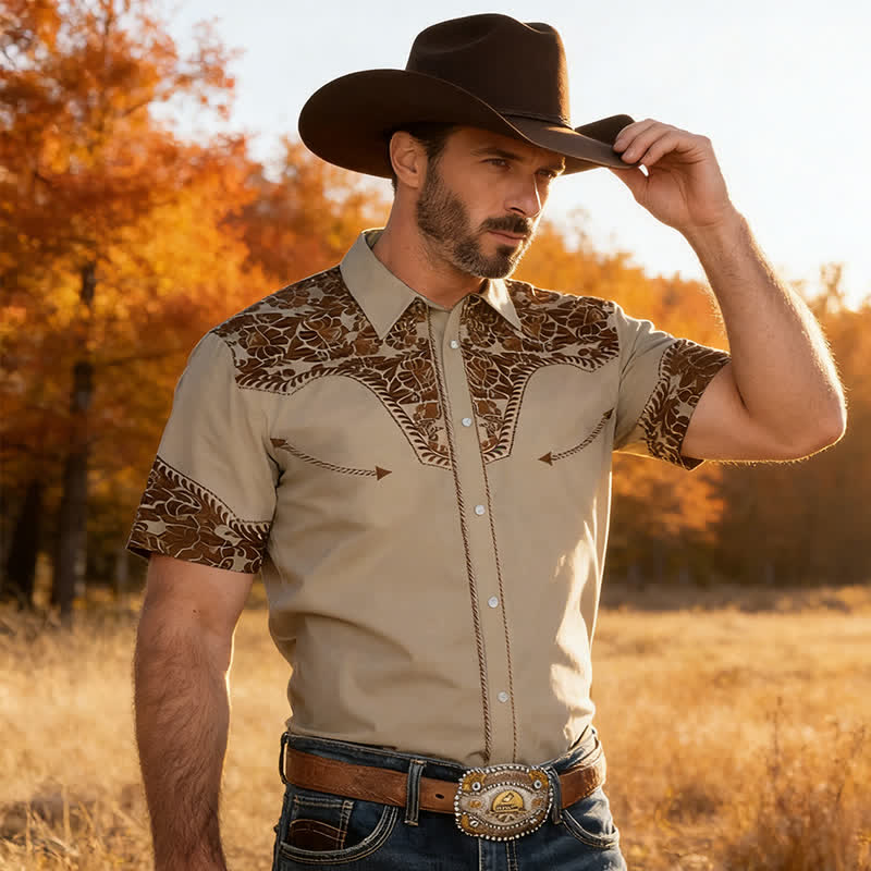 Men's Versatile Western Style Floral 3D Print Western Shirt - image 3