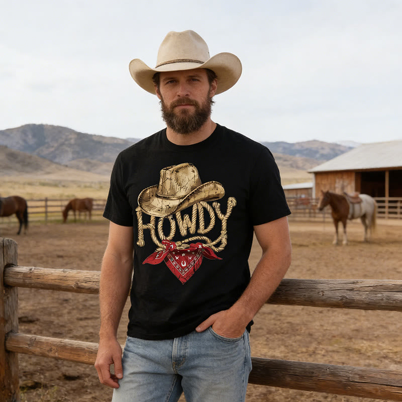 Men's Vintage Western Style Howdy cowboy Printed T-Shirt - image 2