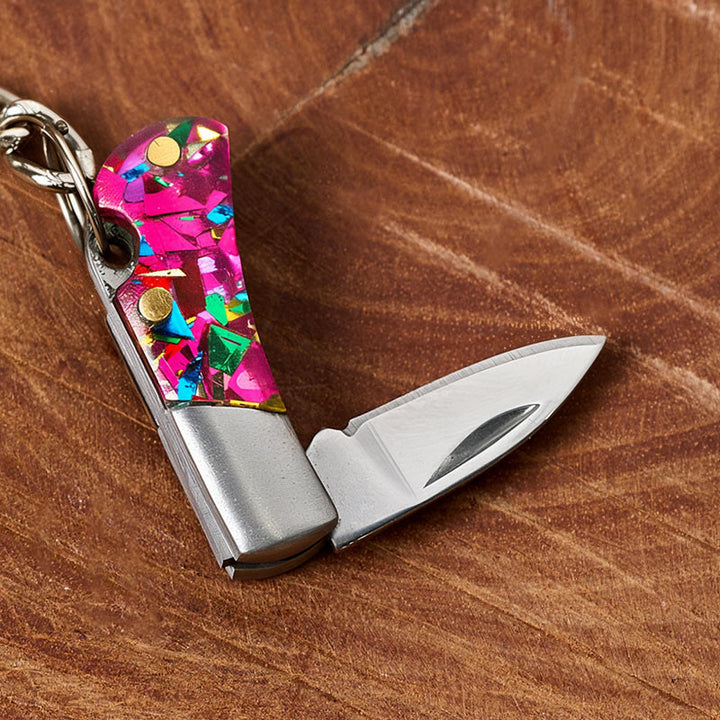 Western Flower Bullhead Multi Element Pendant Folding Knife Keychain - image 5