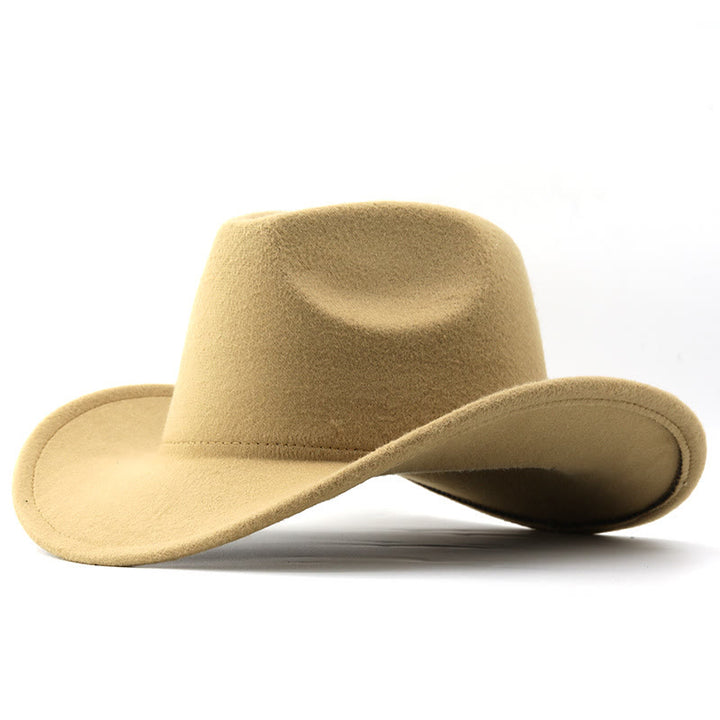 Adult and Kid's Western Style Solid Color Cowboy Hat - Adult - Camel - L (23 1/4"-23 5/8") - image 6