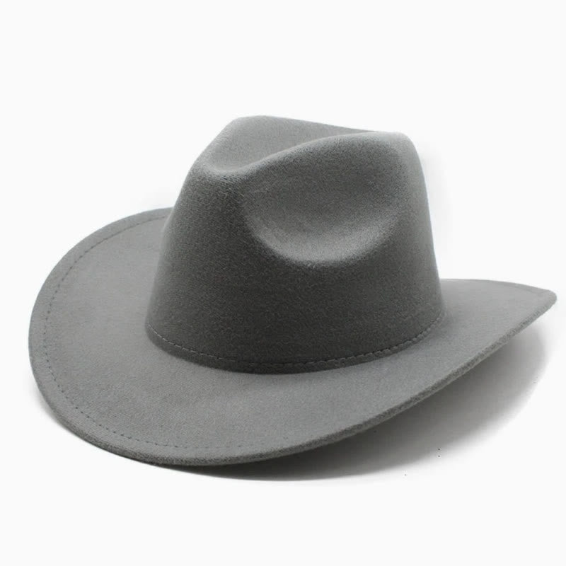 Adult and Kid's Western Style Solid Color Cowboy Hat - Adult - Grey - L (23 1/4"-23 5/8") - image 4