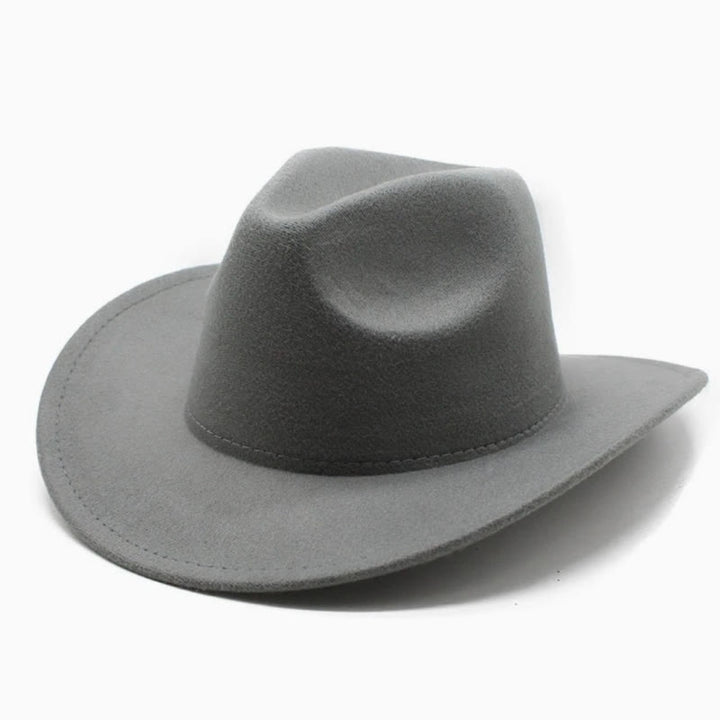 Adult and Kid's Western Style Solid Color Cowboy Hat - Adult - Grey - L (23 1/4"-23 5/8") - image 4