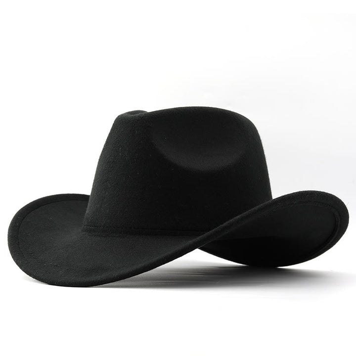 Adult and Kid's Western Style Solid Color Cowboy Hat - Adult - Black - L (23 1/4"-23 5/8") - image 5