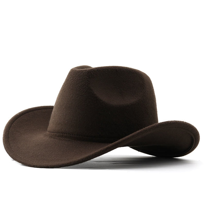 Adult and Kid's Western Style Solid Color Cowboy Hat - Adult - Coffee - L (23 1/4"-23 5/8") - image 12