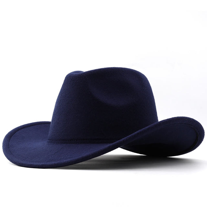 Adult and Kid's Western Style Solid Color Cowboy Hat - Adult - Navy Blue - L (23 1/4"-23 5/8") - image 7
