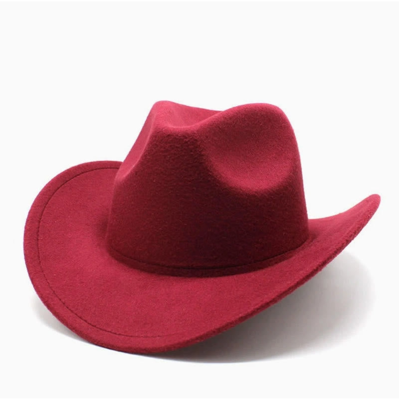 Adult and Kid's Western Style Solid Color Cowboy Hat - Adult - Wine - L (23 1/4"-23 5/8") - image 3