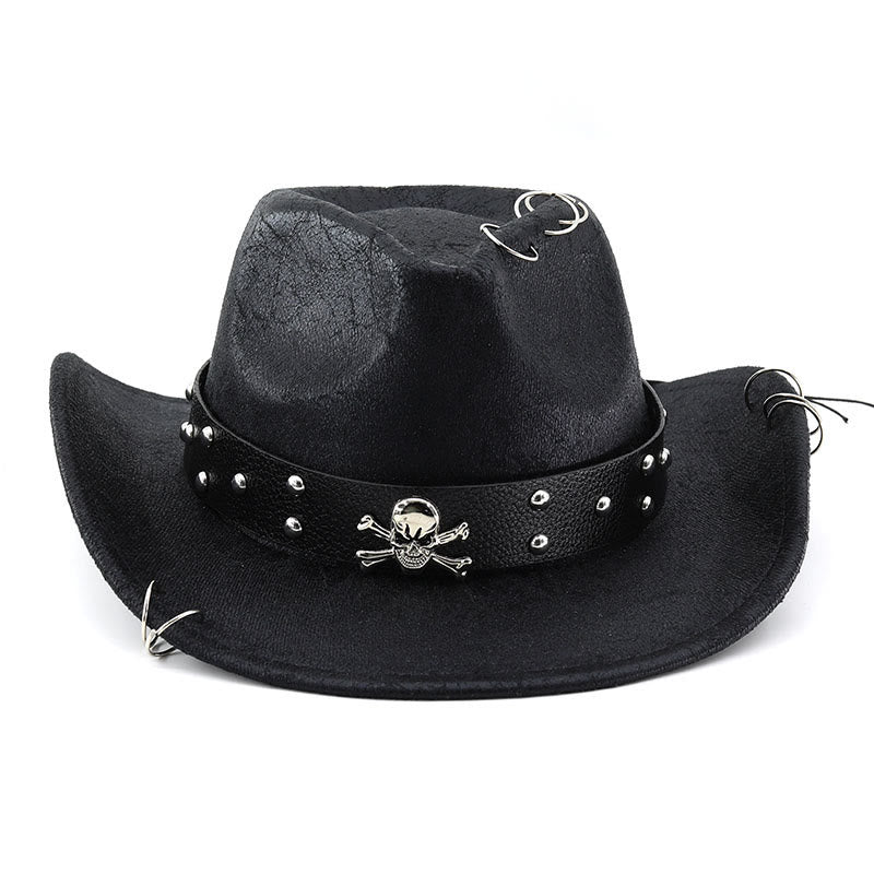 Party Skull Decor Unisex PU Leather Cowboy Hat - image 3