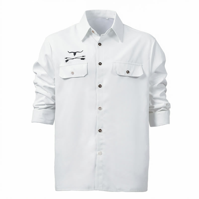 Men's Western Style Bull & Arrow Printed Double Chest Pockets Shirt - image 2