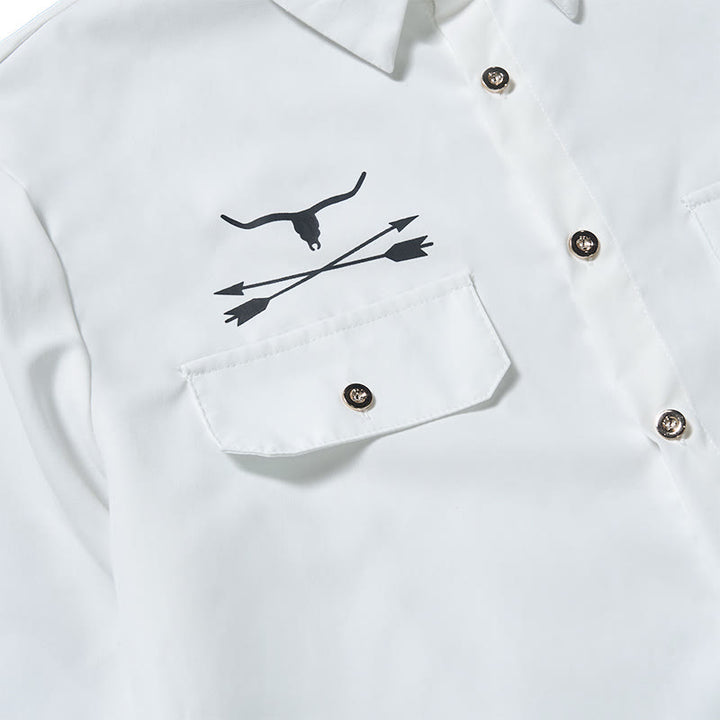 Men's Western Style Bull & Arrow Printed Double Chest Pockets Shirt - image 5