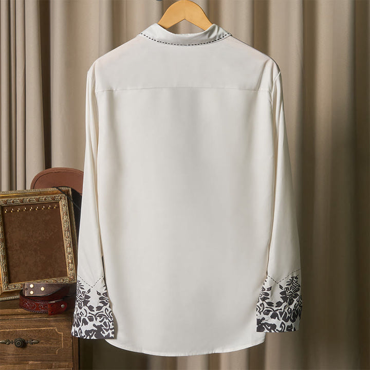 Western Retro Floral Print White Cowboy Shirt - image 5