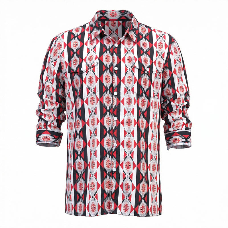 Men's Navajo Geometric Printed Western Cowboy Shirt - image 2