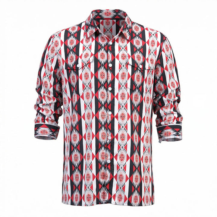 Men's Navajo Geometric Printed Western Cowboy Shirt - image 2