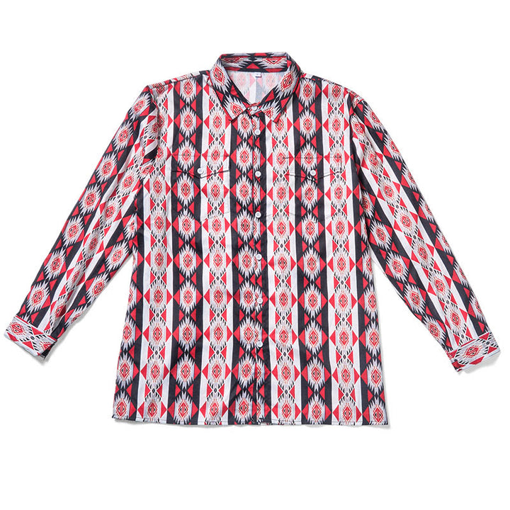Men's Navajo Geometric Printed Western Cowboy Shirt - image 4