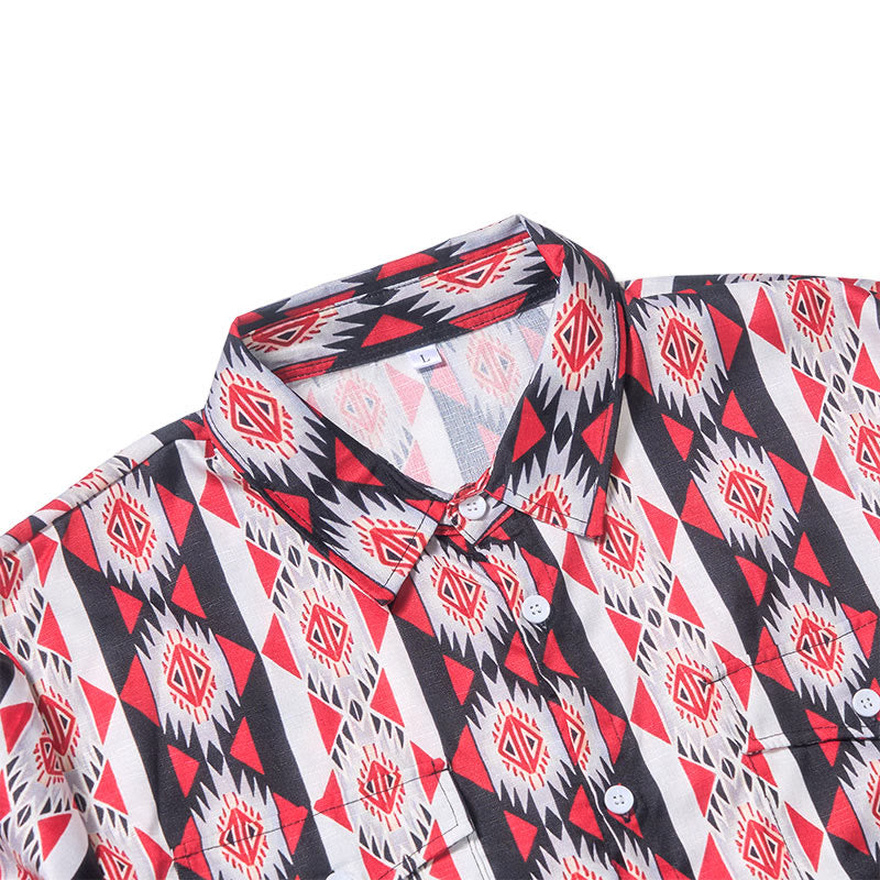 Men's Navajo Geometric Printed Western Cowboy Shirt - image 6