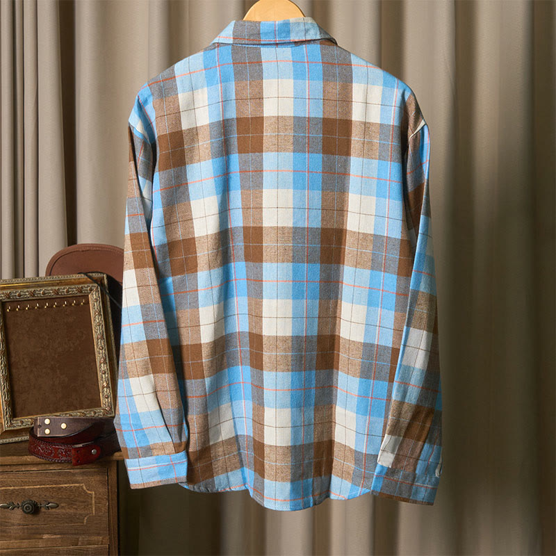 Men's Retro Checkered Western Cowboy Long Sleeved Shirt - image 9