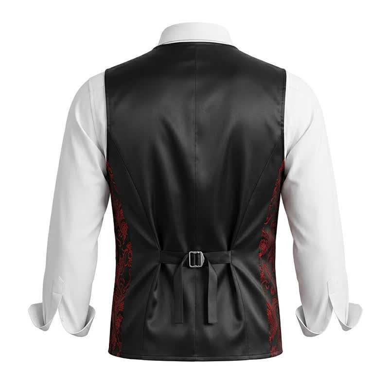 Men's Elegant Paisley Hot Stamped Pattern V-neck Vest With Bow Tie - image 5