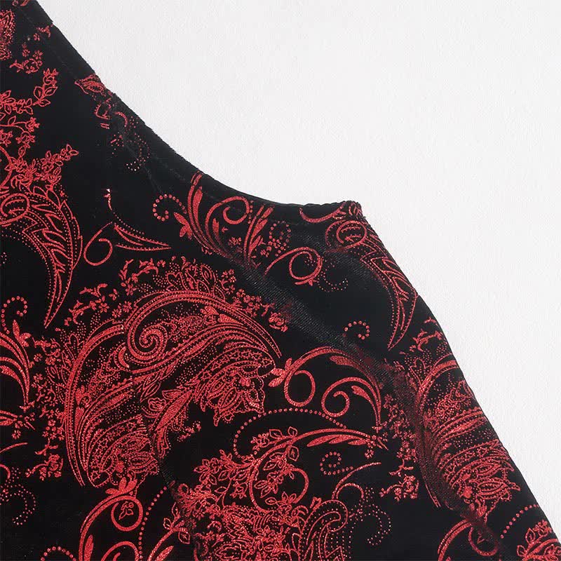 Men's Elegant Paisley Hot Stamped Pattern V-neck Vest With Bow Tie - image 8