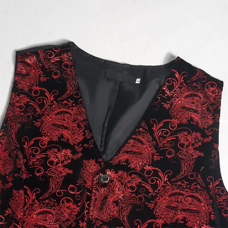 Men's Elegant Paisley Hot Stamped Pattern V-neck Vest With Bow Tie - image 7
