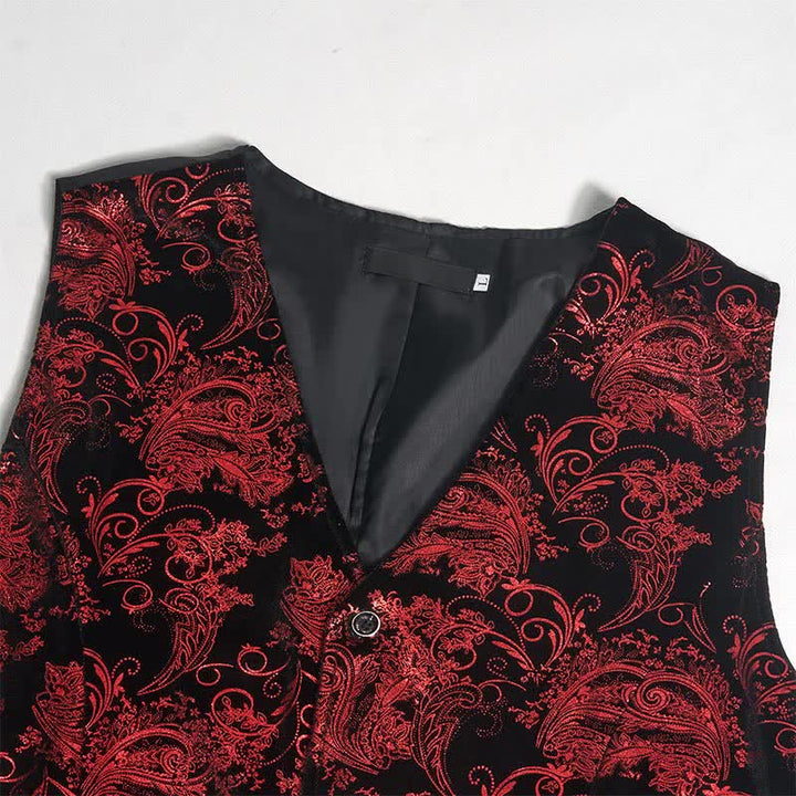 Men's Elegant Paisley Hot Stamped Pattern V-neck Vest With Bow Tie - image 7