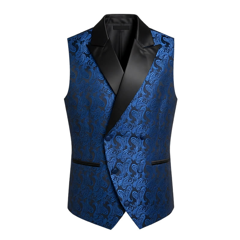 Men's Retro Paisley Jacquard Double Breasted Vest - image 4