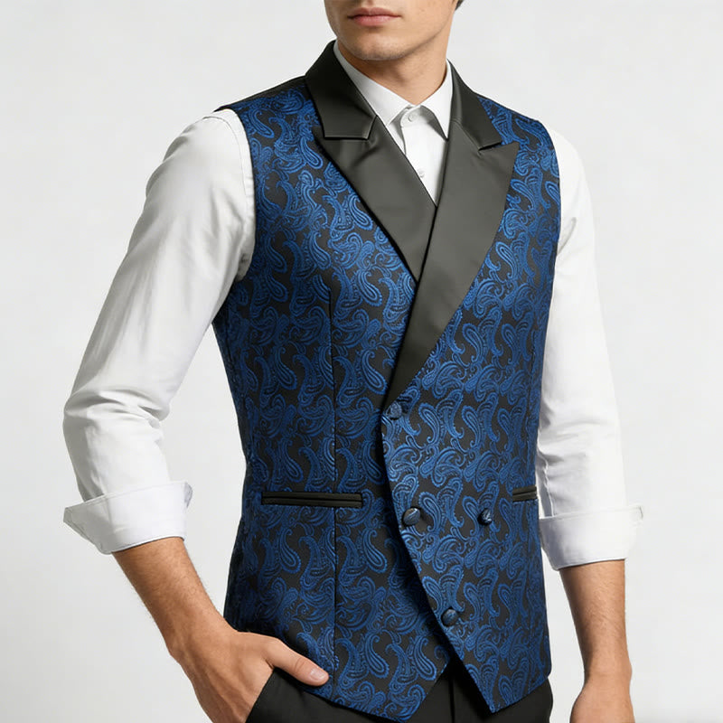 Men's Retro Paisley Jacquard Double Breasted Vest - image 3