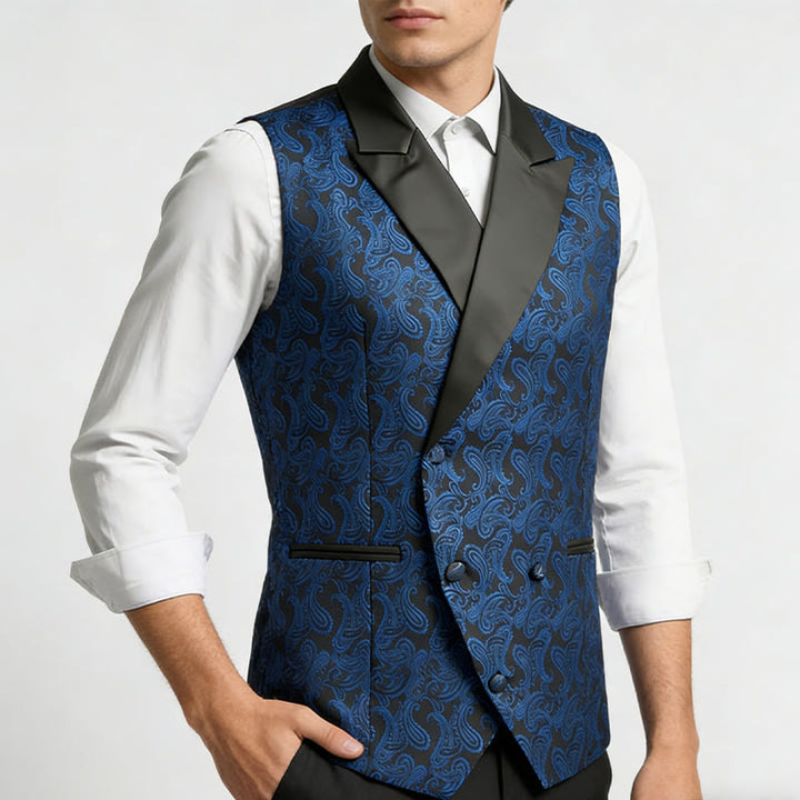 Men's Retro Paisley Jacquard Double Breasted Vest - image 3