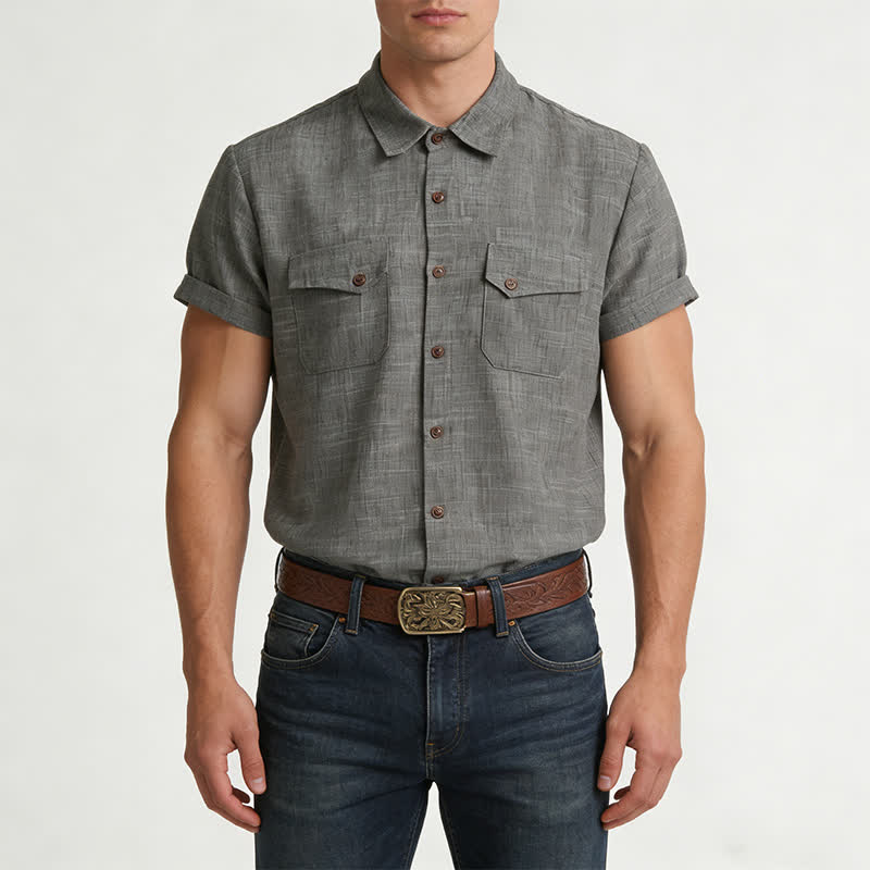 Men's Western Style Casual Shirt With Chest Pockets - image 1
